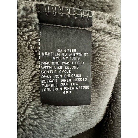 Nautica Men Plush Belted Collar Gray Long Robe One Size Regular Embroidered - Picture 14 of 15